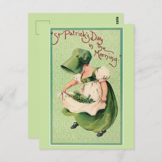  Iers meisje verzamelt Shamrocks Briefkaart (Voorkant / Achterkant)