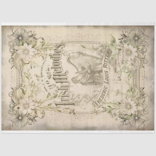  Iers Melodieën Muziek Ephemera Decoupage Tissuepapier (Voorkant)