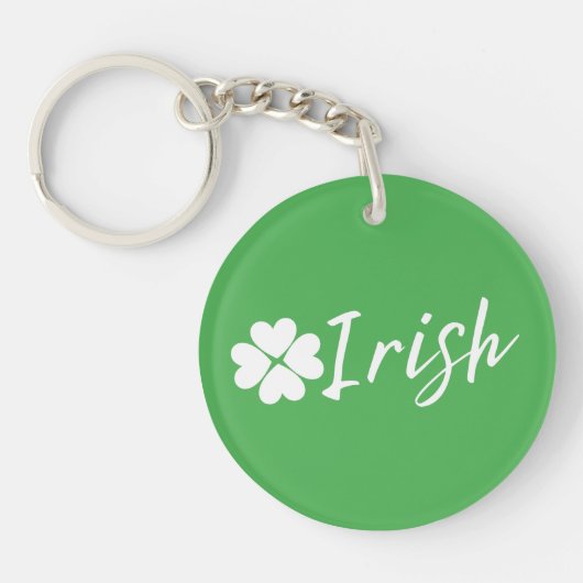 Iers met Shamrock - St. Patrick Dag Sleutelhanger (Voorkant)