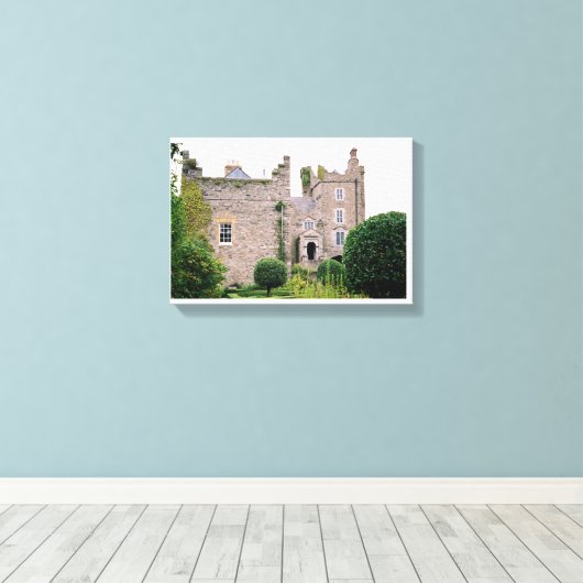 Iers middeleeuws kasteel, antiek tuin en toren canvas afdruk (Insitu (Houten vloer))