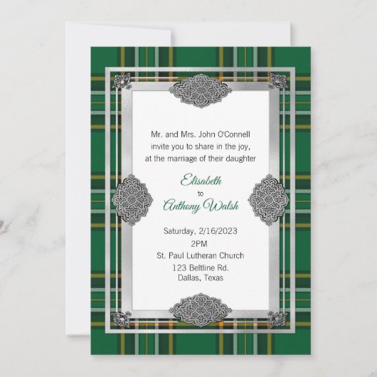 Iers Nationaal Spaans met Keltisch Lijst Wedding Kaart (Voorkant)