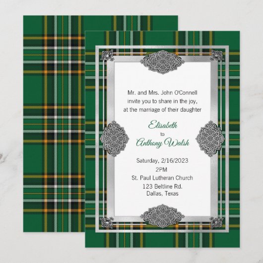 Iers Nationaal Spaans met Keltisch Lijst Wedding Kaart (Voorkant / Achterkant)