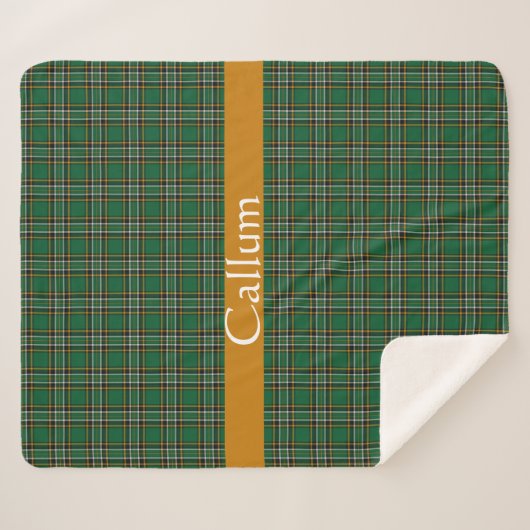 Iers Nationaal Tartan Aangepast Sherpa Deken (Voorkant (horizontaal))