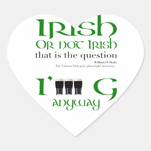 Iers niet Iers Origineel St Patrick Heart Sticker (Voorkant)