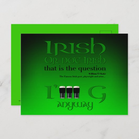 Iers of niet Iers Origineel St Patrick's Day Gr2HP Uitnodiging Briefkaart (Voorkant / Achterkant)
