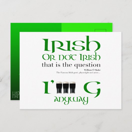 Iers of niet Iers Origineel St Patrick's Day HHP Uitnodiging Briefkaart (Voorkant / Achterkant)