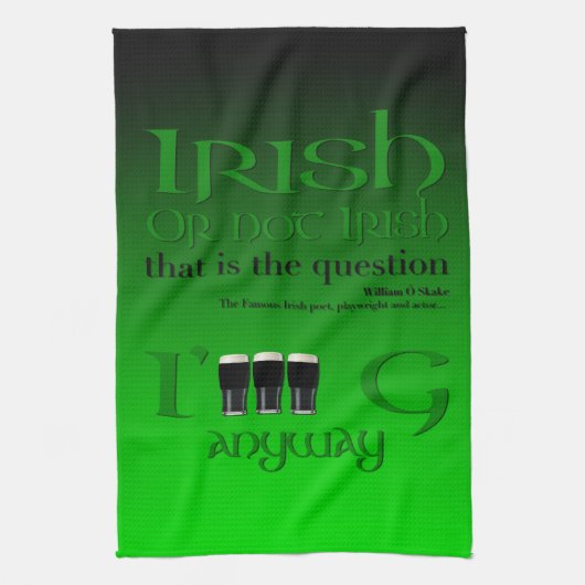 Iers of niet Irish Original St Patrick's Day Gr2KT Theedoek (Verticaal)