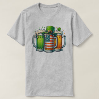 🇮🇪 Iers Pet, Amerikaanse vlag en bier T-shirt