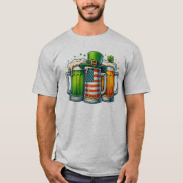 🇮🇪 Iers Pet, Amerikaanse vlag en bier T-shirt