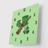 Iers Pet en Shamrocks Black Numbers Vierkante Klok (Hoek)