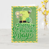 Iers Pet - Happy St. Patrick's Day Kaart (Gele Bloem)