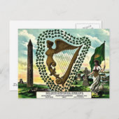 Iers Pride Ireland Emblems golden harp clovers Briefkaart (Voorkant / Achterkant)