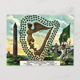 Iers Pride Ireland Emblems golden harp clovers Briefkaart