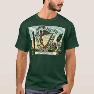 Iers Pride Ireland Emblems golden harp clovers T-shirt