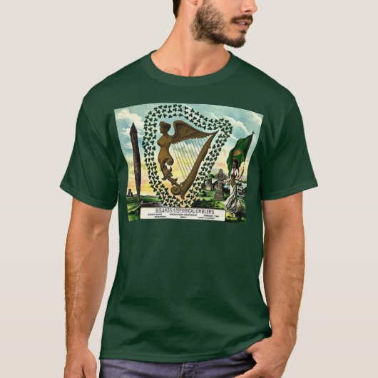 Iers Pride Ireland Emblems golden harp clovers T-shirt (Voorkant)