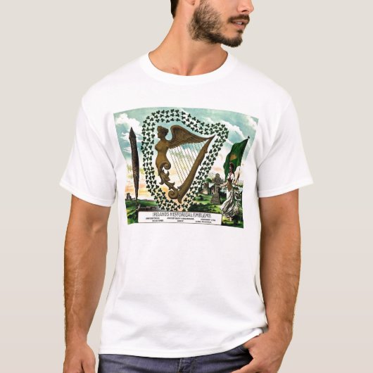 Iers Pride Ireland Emblems golden harp clovers T-shirt (Voorkant)