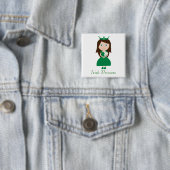  Iers prinses Cute Cartoon Character Vierkante Button 5,1 Cm (In situ)