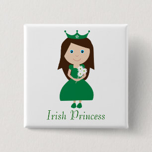 Iers prinses Cute Cartoon Character Vierkante Button 5,1 Cm