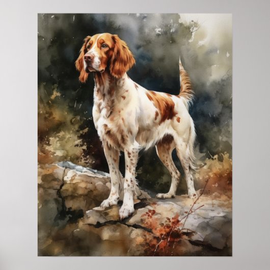 Iers Rood en Wit Setter Hondenkunst Print Poster (Voorkant)