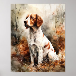 Iers Rood en Wit Setter Hondenkunst Print Poster