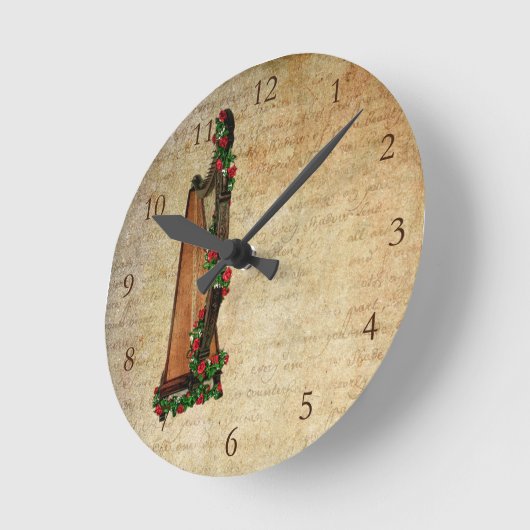 Iers Roos Harp Clock Ronde Klok (Hoek)