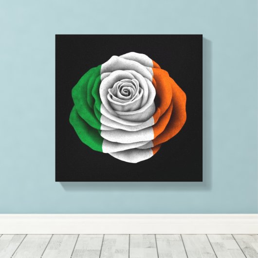 Iers Roos Vlag op zwart Canvas Afdruk (Insitu (Houten vloer))