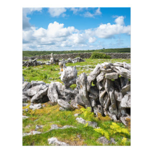Iers schilderachtig landschap in het Burren Ierlan Foto Afdruk