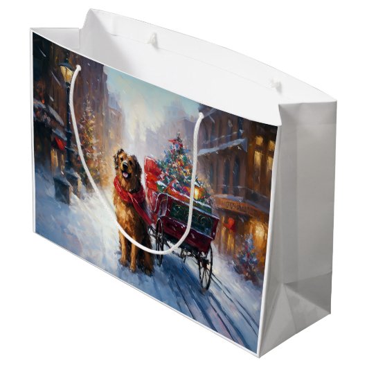 Iers Setter Kerstmis Feestelijk Seizoen Groot Cadeauzakje (Achterkant Gekanteld)