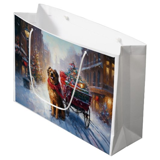 Iers Setter Kerstmis Feestelijk Seizoen Groot Cadeauzakje (Voorkant Gekanteld)