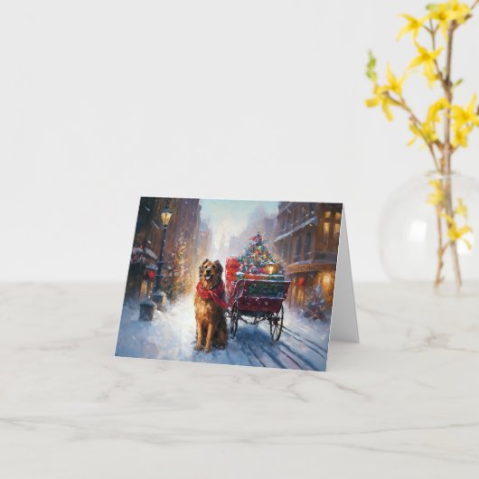 Iers Setter Kerstmis Feestelijk Seizoen Kaart (Gele Bloem)