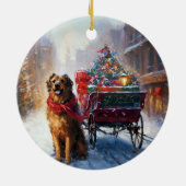 Iers Setter Kerstmis Feestelijk Seizoen Keramisch Ornament (Achterkant)