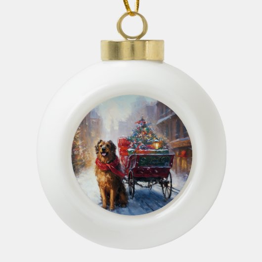 Iers Setter Kerstmis Feestelijk Seizoen Keramische Bal Ornament (Voorkant)