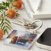 Iers Setter Kerstmis Feestelijk Seizoen Sleutelhanger (Voorkant Rechts)