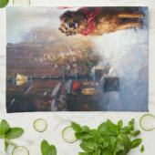 Iers Setter Kerstmis Feestelijk Seizoen Theedoek (Gevouwen)