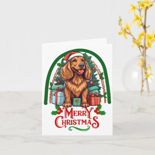 Iers-setter Kerstmis Kaart (Gele Bloem)