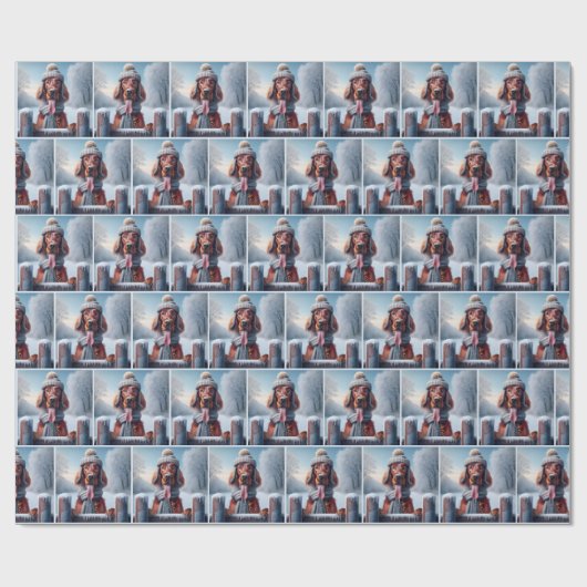 Iers setter met wintersjaal en Pet Cadeaupapier (Vlak)