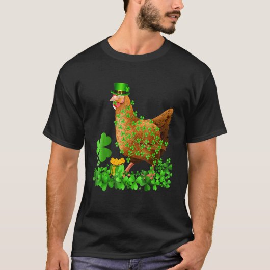 Iers Shamrock Leaf Leprechaun Pet Chicken St Patr T-shirt (Voorkant)