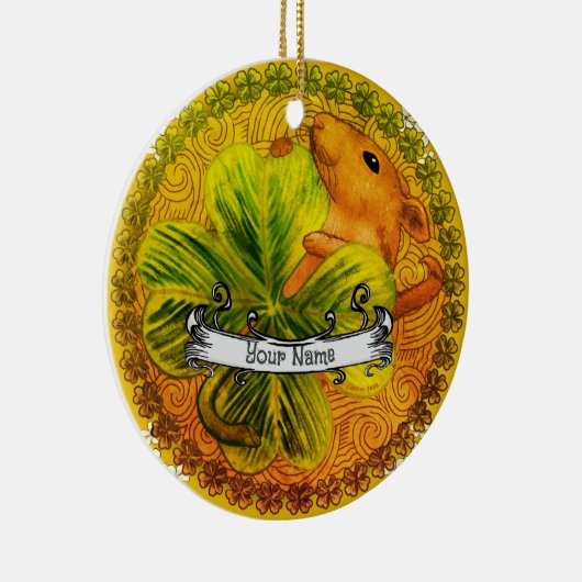 Iers shamrock Mouse Ceramic Ornament (Rechts)