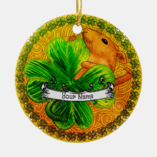 Iers shamrock Mouse Ceramic Ornament
