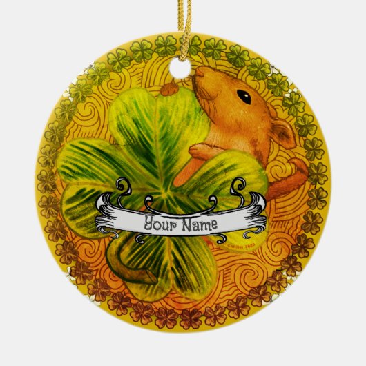 Iers shamrock Mouse Ceramic Ornament (Voorkant)