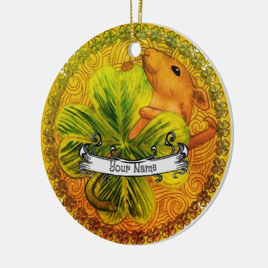 Iers shamrock Mouse Ceramic Ornament (Links)