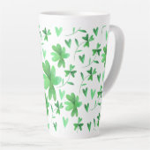 Iers Shamrock Pattern| Groen en wit Latte Mok (Rechterhoek)