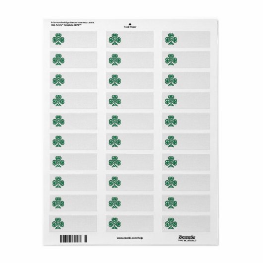 IERS SHAMROCK SYMBOOL ADRESETIKETTEN ETIKET (Full Sheet)