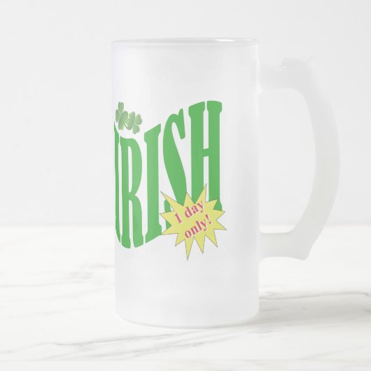 Iers slechts één dag matglas bierpul (Rechts)