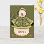 Iers Snowman d2 St. Patrick's Day Wenskaart Kaart (Gele Bloem)