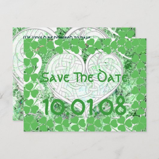 Iers sparen de Datum - Onderdruk-Grunged Aankondigingskaart (Voorkant / Achterkant)