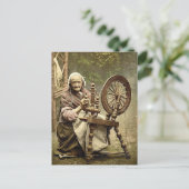 Iers spinner- en draaiwiel. Co. Galway, Irel Briefkaart (Staand voorkant)
