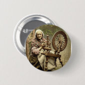 Iers spinner- en draaiwiel. Co. Galway, Irel Ronde Button 5,7 Cm (Voorkant /achterkant)