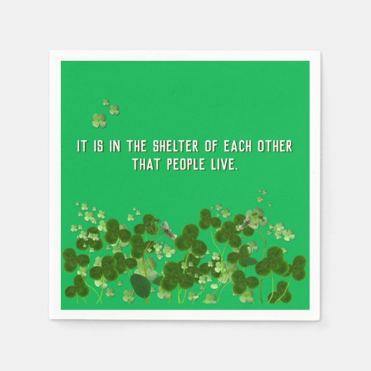 Iers spreekwoord met shamrocks servet (Voorkant)