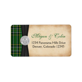 Iers Tartan Claddagh Bruiloft Retouradres Label